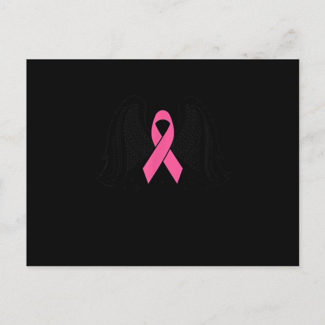 Breast Cancer Awareness Angel Pink Ribbon Support Invitation Postcard (Front)