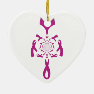 Breast Cancer Awareness Art Print Ceramic Tree Decoration