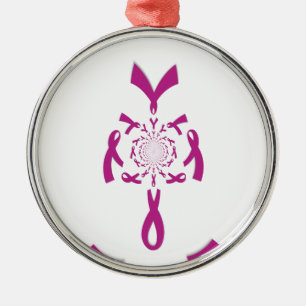 Breast Cancer Awareness Art Print Metal Tree Decoration