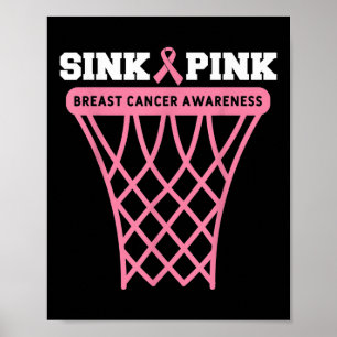 Breast Cancer Awareness Basketball Goal Pink Ribbo Poster