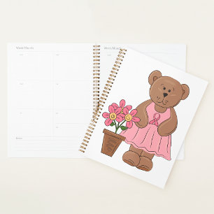 Breast Cancer Awareness Bear in Pink Dress Planner