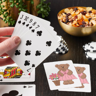 Breast Cancer Awareness Bear in Pink Dress  Playing Cards