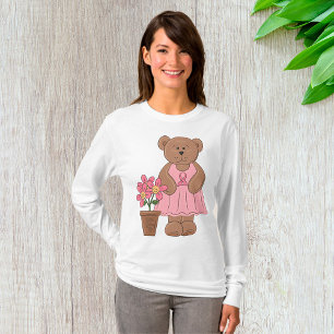 Breast Cancer Awareness Bear in Pink Dress T-Shirt
