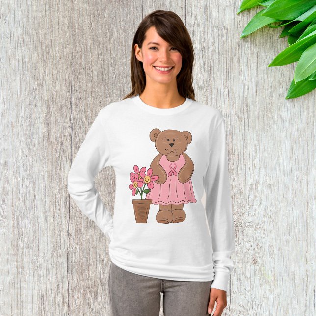 Breast Cancer Awareness Bear in Pink Dress  T-Shirt (Creator Uploaded)