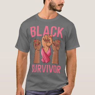 Breast Cancer Awareness Black Survivor Pink Ribbon T-Shirt