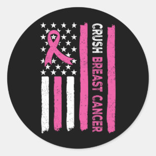 Breast Cancer Awareness Bling Pink Ribbon 3 Classic Round Sticker