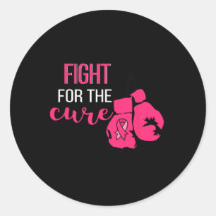 Breast Cancer Awareness Boxing Gloves Pink Ribbon  Classic Round Sticker