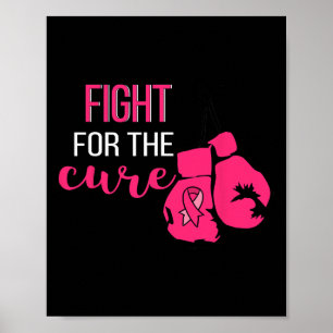 Breast Cancer Awareness Boxing Gloves Pink Ribbon Poster