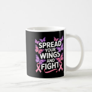 Breast cancer awareness butterfly flying insect coffee mug
