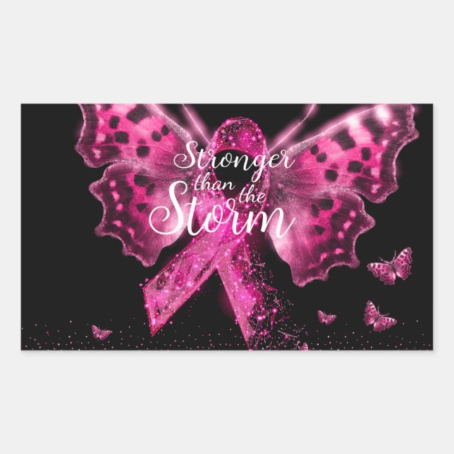 Breast Cancer Awareness Butterfly Quote Rectangular Sticker (Front)