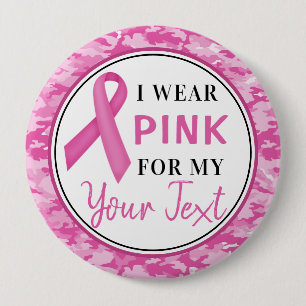 Breast Cancer Awareness Camouflage Ribbon Design 10 Cm Round Badge