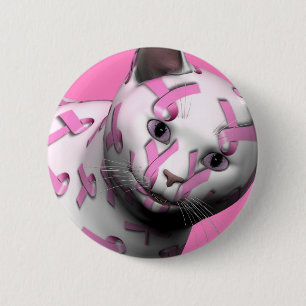 Breast Cancer Awareness Cat 6 Cm Round Badge