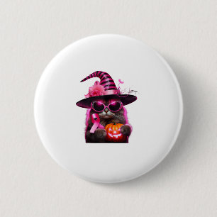 Breast Cancer Awareness Cat Halloween Pink Ribbon  6 Cm Round Badge