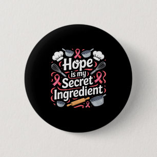 Breast cancer awareness chef cooking pink ribbon 6 cm round badge