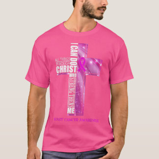 Breast Cancer Awareness Christian Cross Ribbon  T-Shirt
