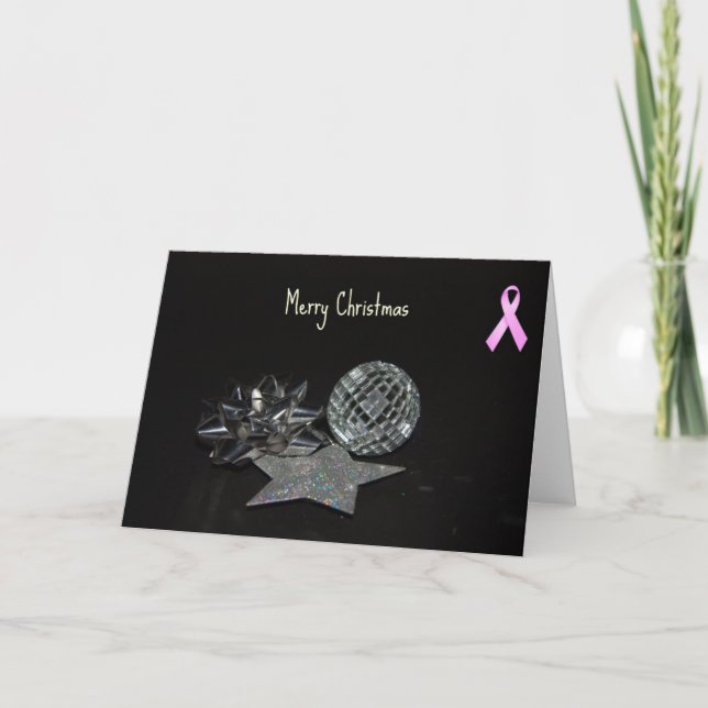 Breast Cancer Awareness Christmas greeting card. Holiday Card (Front)