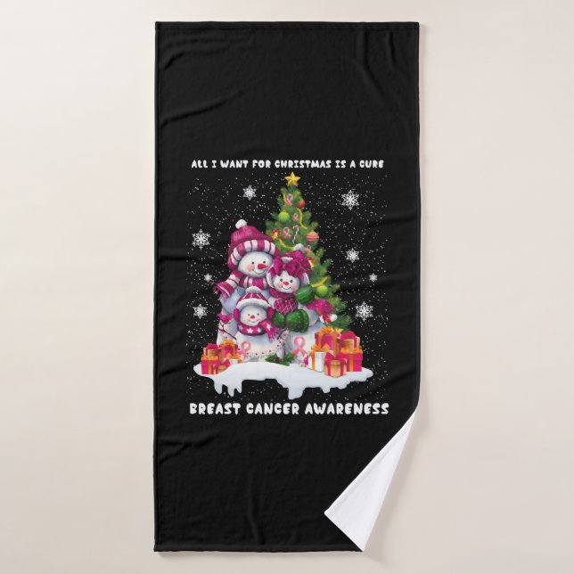 Breast Cancer Awareness Christmas Tree Bath Towel (Bath Towel)