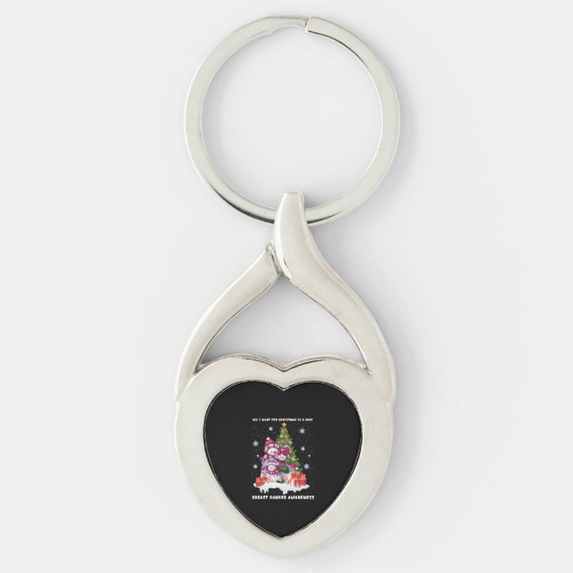 Breast Cancer Awareness Christmas Tree Key Ring (Front)