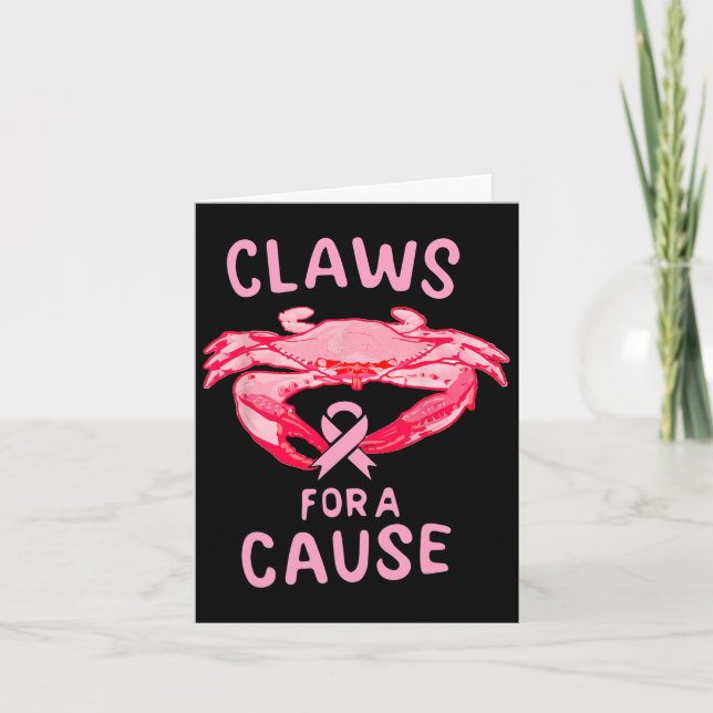 Breast Cancer Awareness Claws For A Cause Crab  Card (Front)