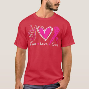 Breast Cancer Awareness Costume Pink Peace Love Cu T-Shirt