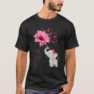 Breast Cancer Awareness Cute Elephant Sunflower Pi T-Shirt