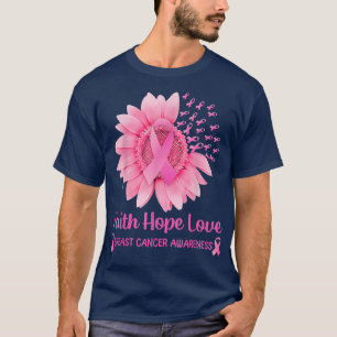 Breast Cancer Awareness Cute Pink Sunflower Faith T-Shirt