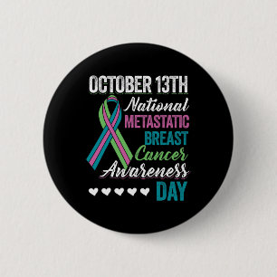 Breast Cancer Awareness Day October 13th 6 Cm Round Badge