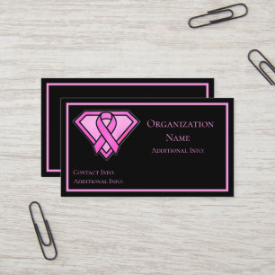 Breast Cancer Awareness Diamond Logo Black Business Card