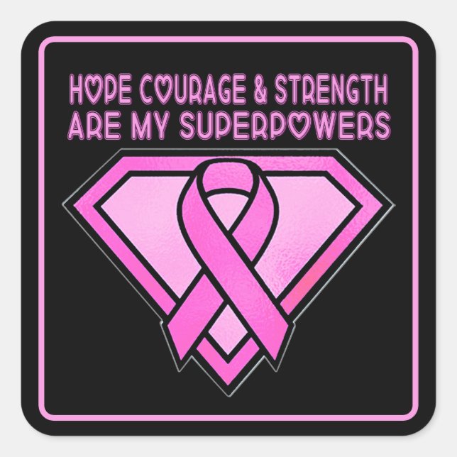 Breast Cancer Awareness Diamond Logo Black Square Sticker (Front)