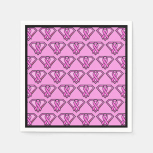 Breast Cancer Awareness Diamond Logo Pink Napkin