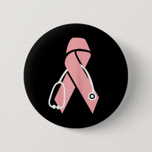 Breast Cancer Awareness Doctor Stethoscope Pink Ri 6 Cm Round Badge