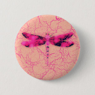 Breast Cancer Awareness Dragonfly 6 Cm Round Badge