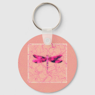 Breast Cancer Awareness Dragonfly Key Ring