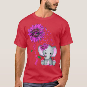 Breast Cancer Awareness Elephant Sunflower Pink T-Shirt