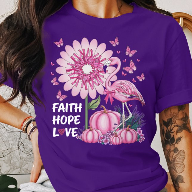 Breast Cancer Awareness Faith Hope Love Flamingo T-Shirt (Creator Uploaded)