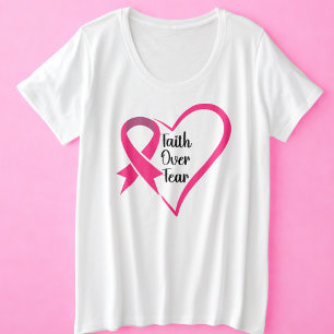 Breast Cancer Awareness Faith Over Fear Plus Size T-Shirt