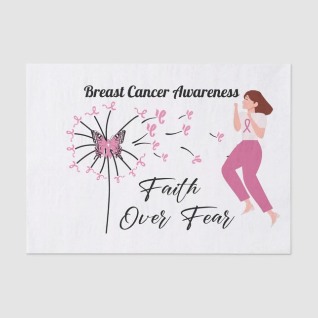Breast Cancer Awareness Faith Over Fear Tissue Paper (Front)
