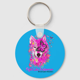Breast Cancer Awareness Fight Like A Warrior Wolf Key Ring