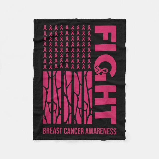 Breast Cancer Awareness Fight Support Fleece Blanket (Front)
