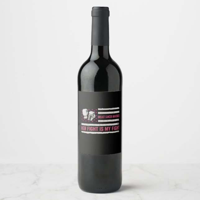 breast cancer awareness fight wine label (Front)
