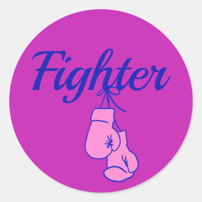Breast Cancer Awareness Fighter Boxing Gloves  Squ Classic Round Sticker (Front)