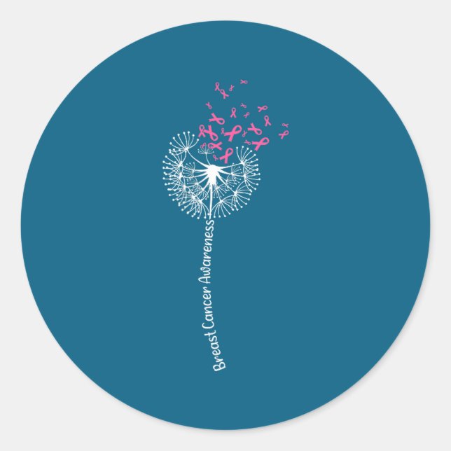 Breast Cancer Awareness Flower Pink Classic Round Sticker (Front)