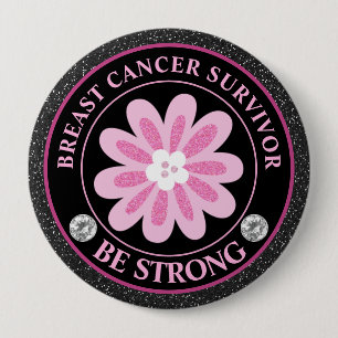Breast Cancer Awareness Flower Survivor 10 Cm Round Badge