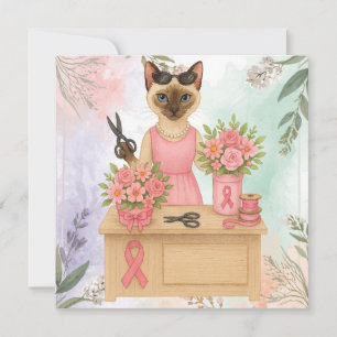 Breast Cancer Awareness for cat lovers pink ribbon Card