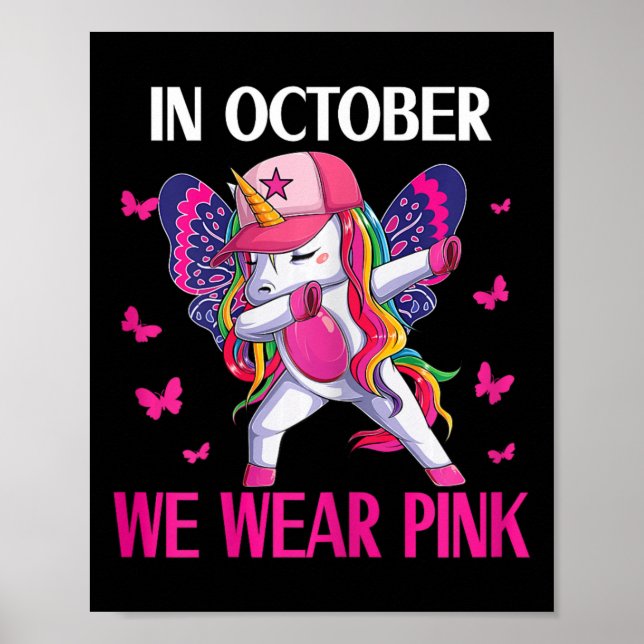 Breast Cancer Awareness For Toddlers Kids Unicorn  Poster (Front)