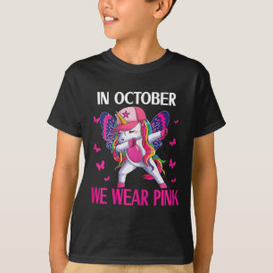 Breast Cancer Awareness For Toddlers Kids Unicorn T-Shirt