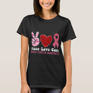 Breast Cancer Awareness For Women Pink Ribbon Peac T-Shirt