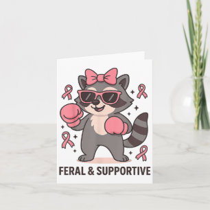 Breast Cancer Awareness Funny Racoon Feral And Su Card