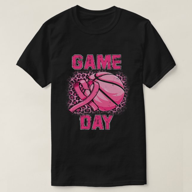 Breast Cancer Awareness Game Day Pink Basketball S T-Shirt (Design Front)