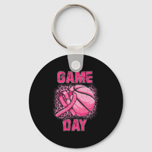 Breast Cancer Awareness Game Day Pink Bysketbyll S Key Ring